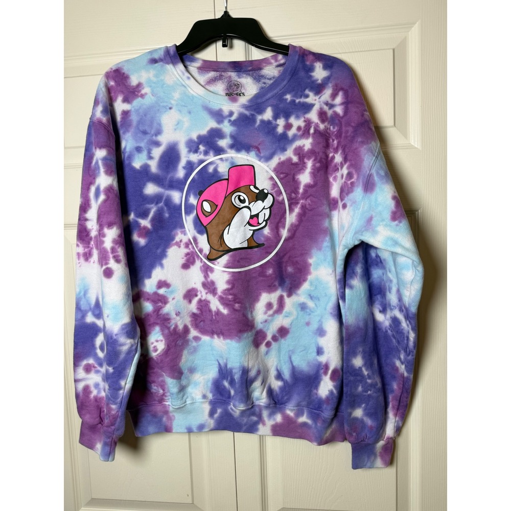 Buc-ee's tie-dye purple crewneck sweatshirt